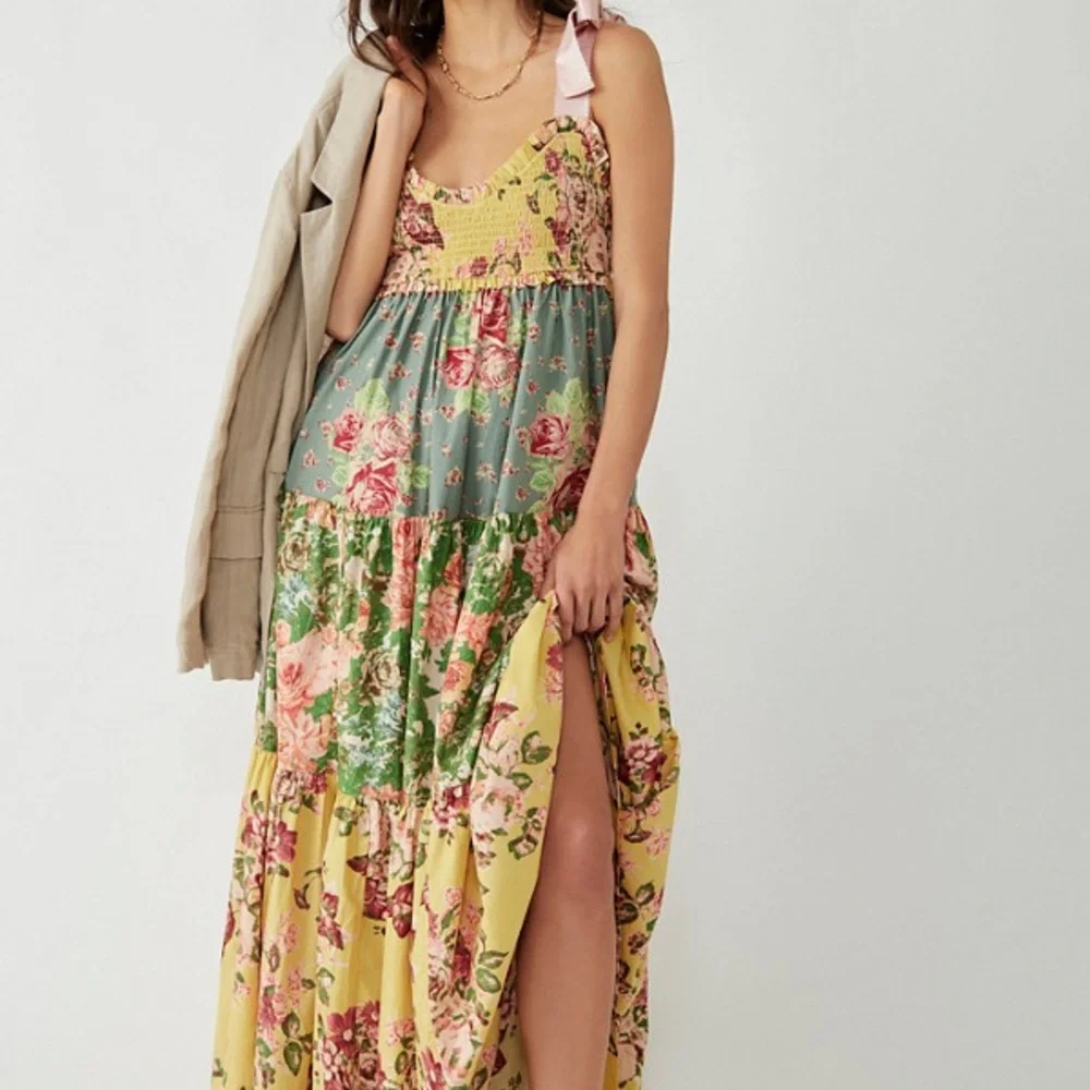 Bluebell Floral Maxi Dress in Yellow and Green